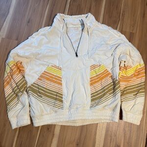 FP Movement by Free People Cream Jacket with Orange and Yellow Stripes